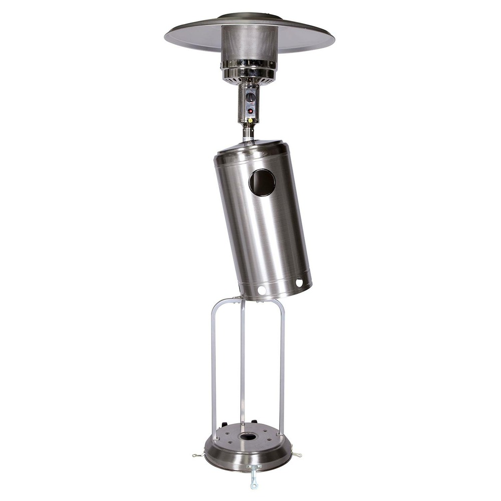Kohala - parasol chauffant acier inoxydable gris - chauffage d'extérieur à gaz - surface de chauffe 30m2 - housse noire - allumage