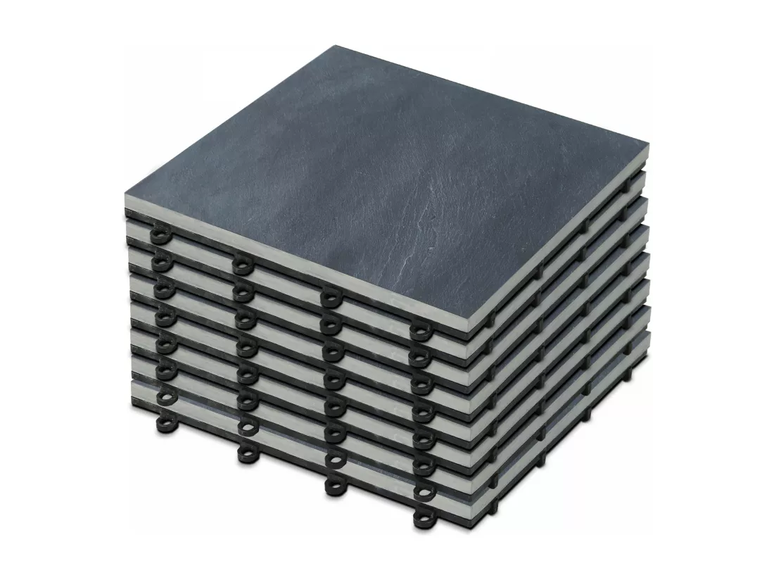 Lot de 8 dalles clipsables en pierre noire