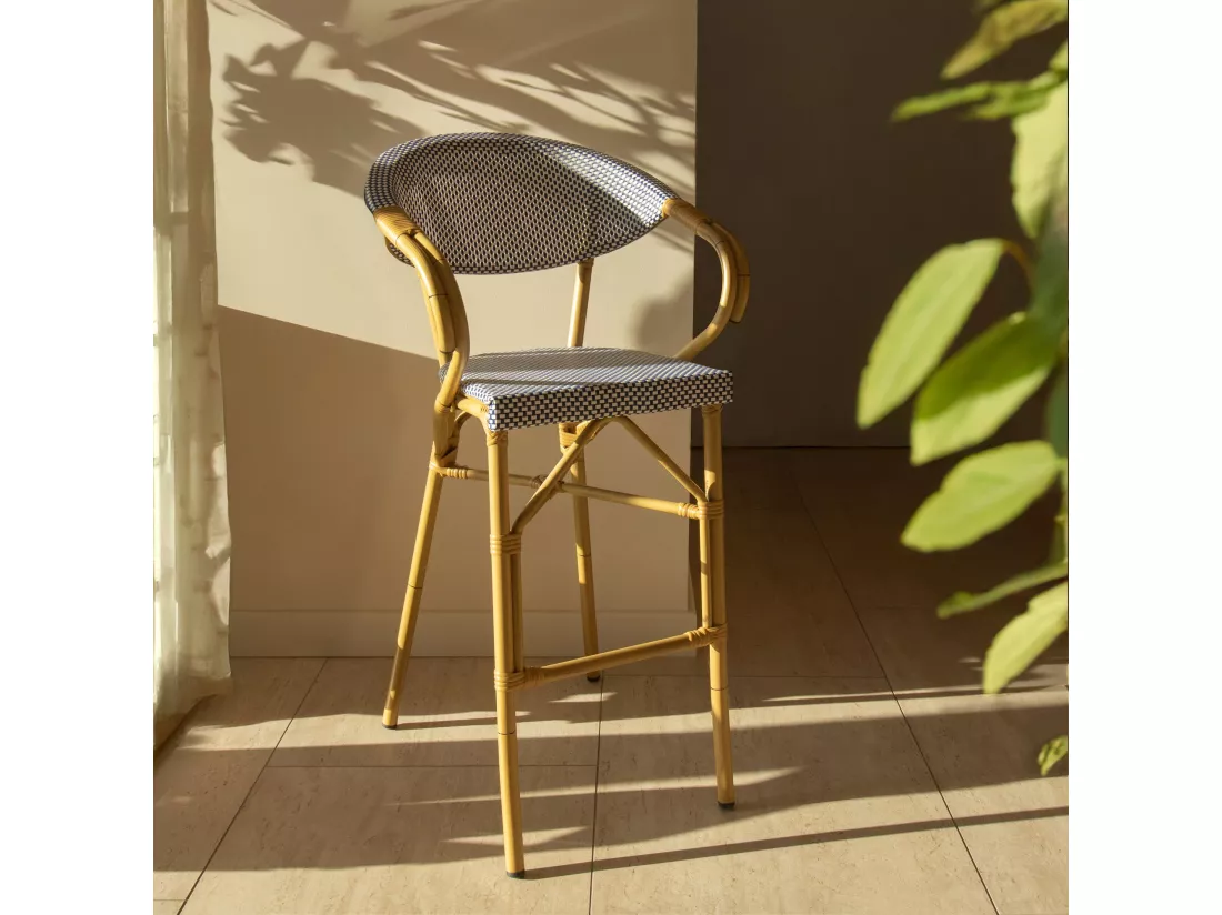 Now's Home - Lot De 2 Fauteuils De Bar En Textilene Bleu