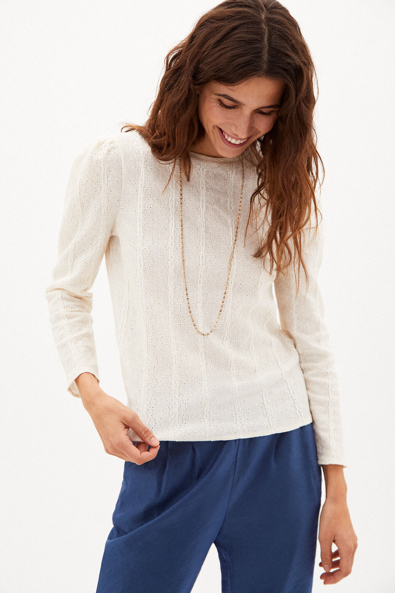 Olivia Camiseta con textura - Beige