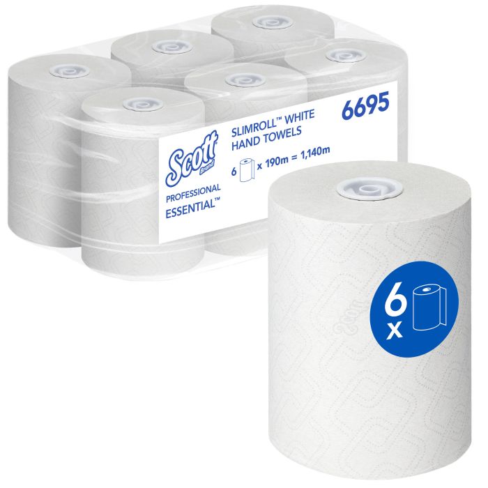 Scott 6695 6st Essential Handdoekenrol Slimroll 1-Laags Wit (6695)