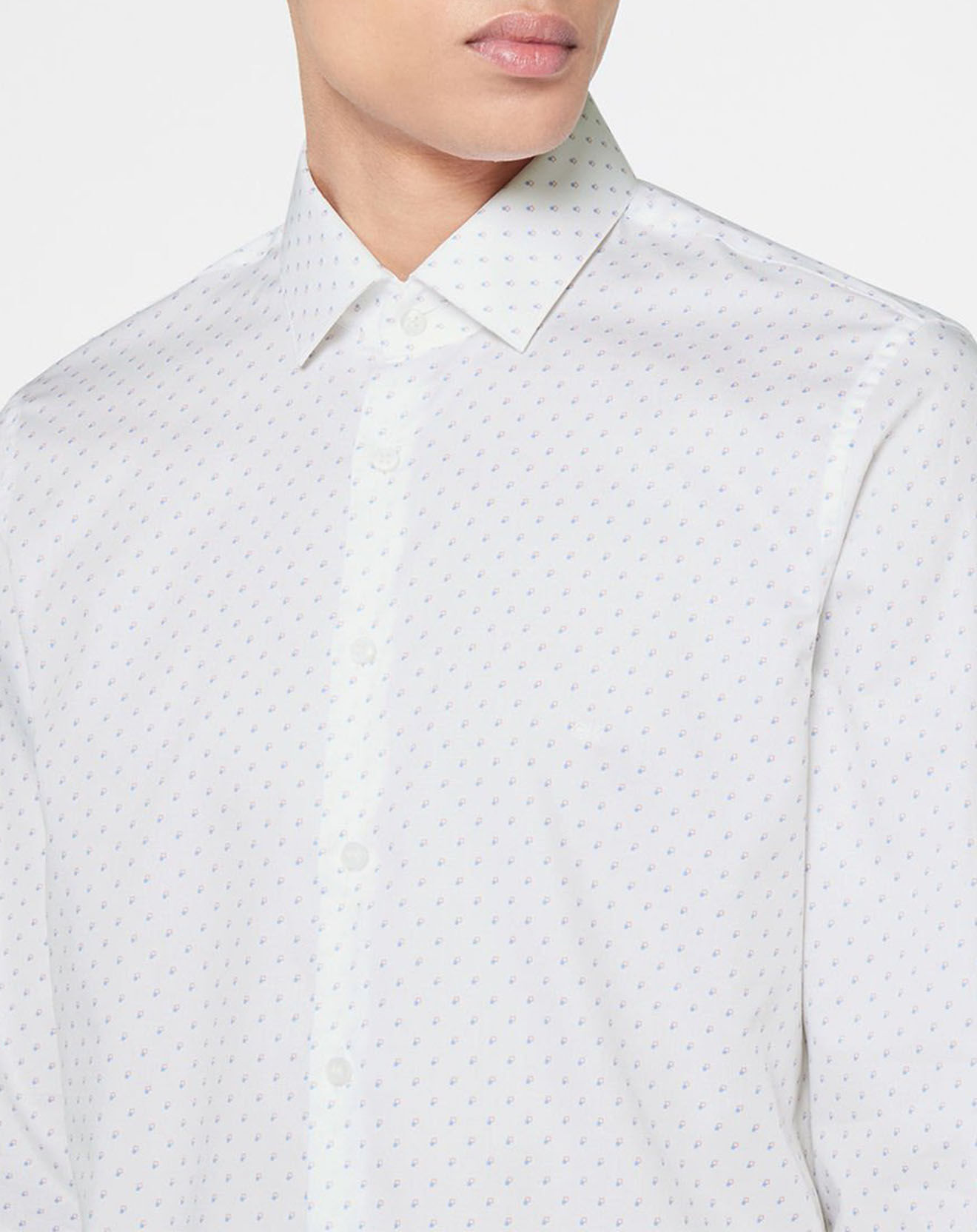 Calvin Klein Chemise slim imprimée Micro Carré blanc/bleu