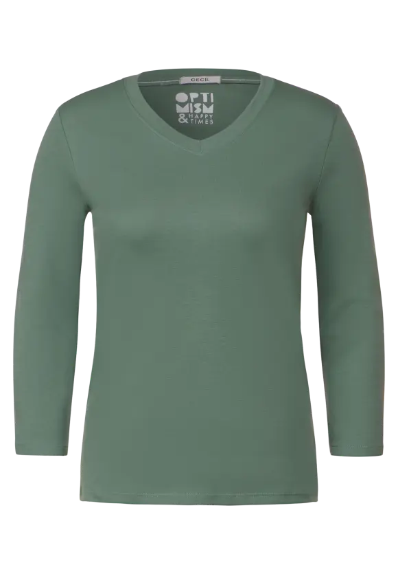 Basic Langarmshirt - raw salvia green
