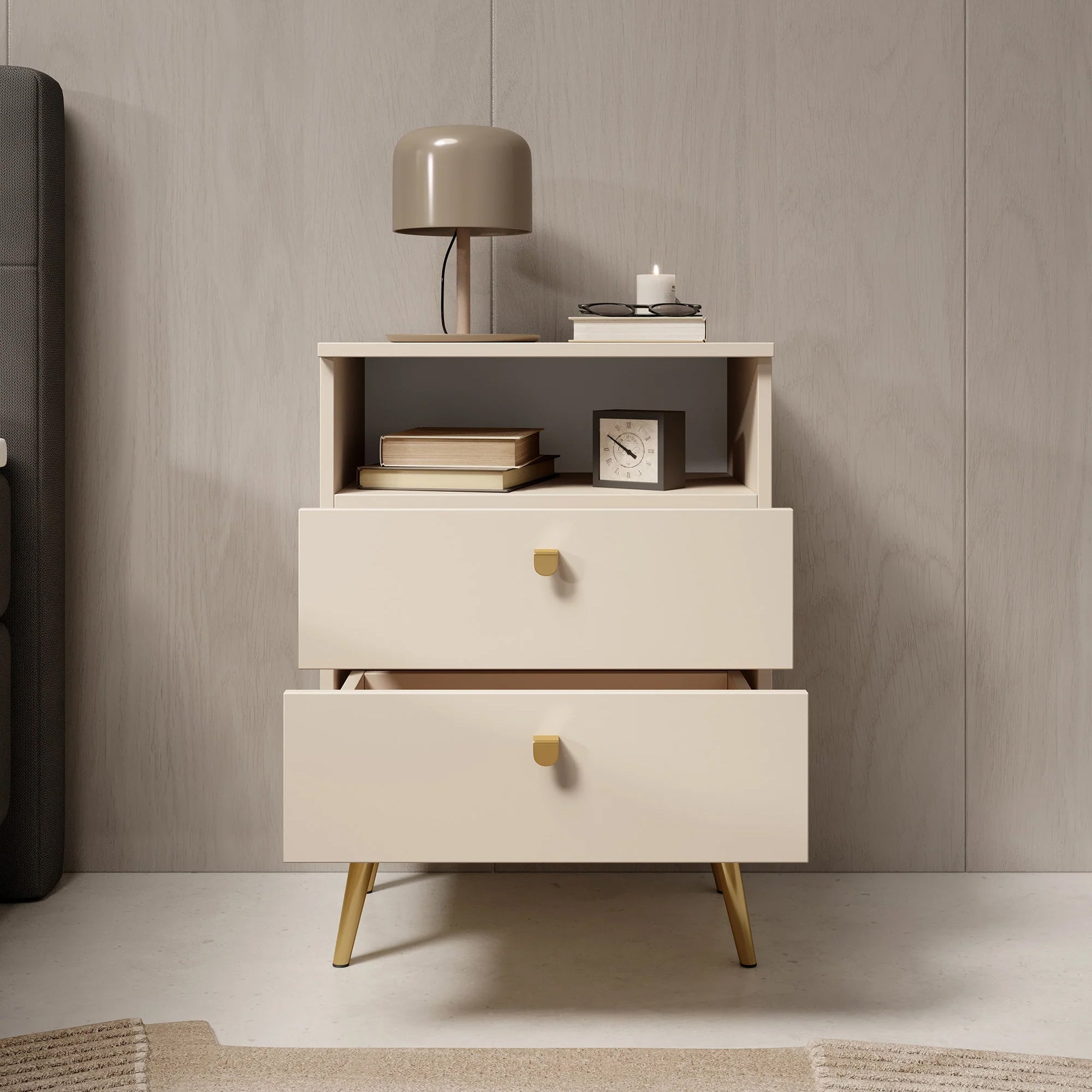 Hidde - Nachtkastje - Beige - 50x36x69 cm