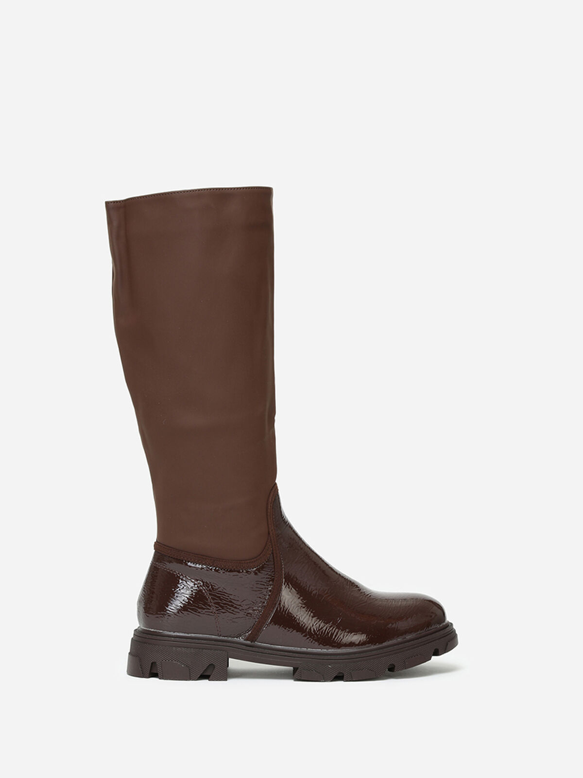 Bottes bi-matières crantées grandes tailles- Marron