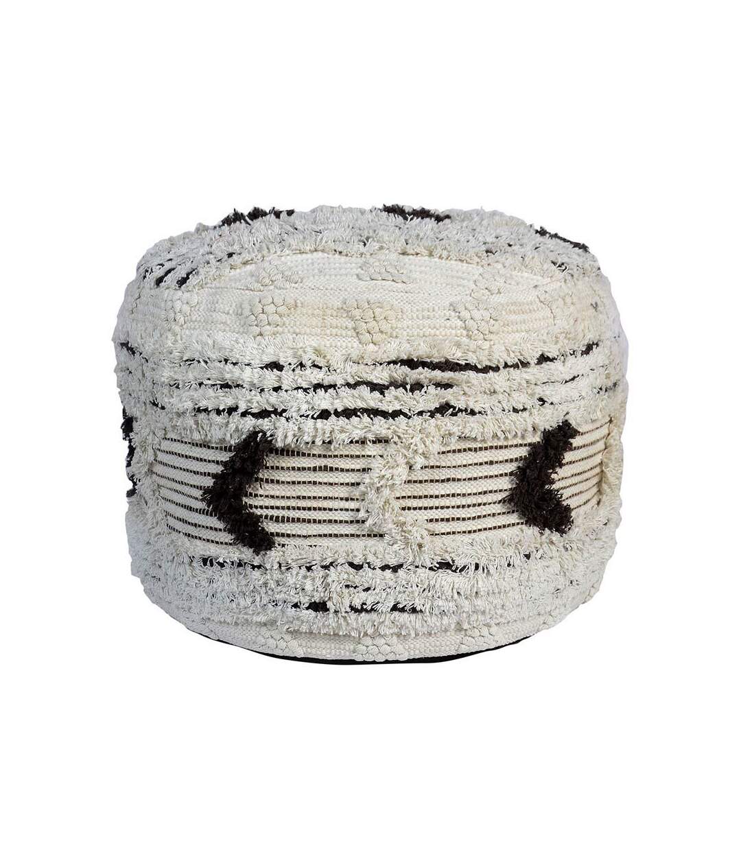 Paris Prix - Pouf En Tissu Macramé yako 60 Blanc & Noir