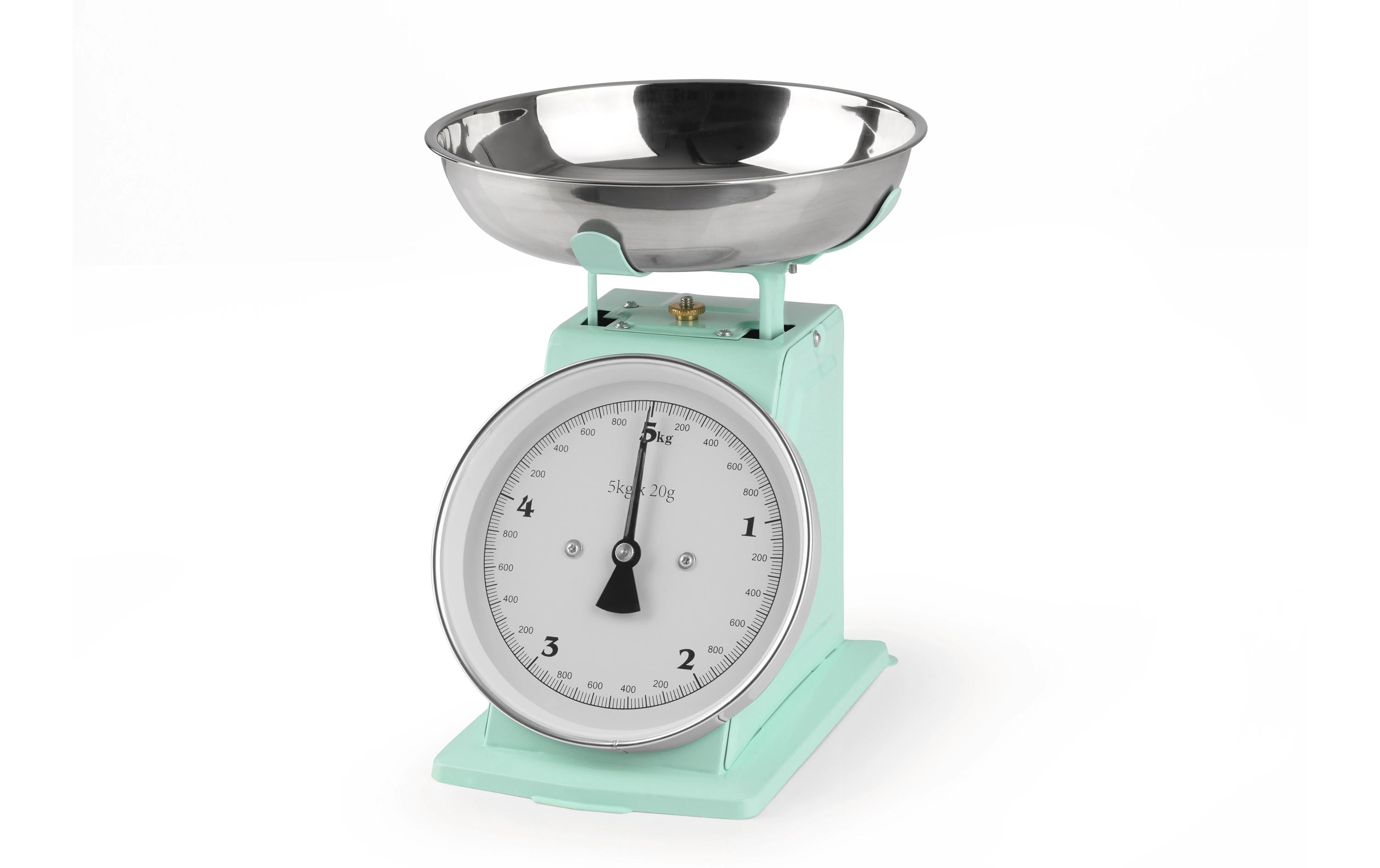 Küchenwaage 5 kg, 20g-Schritte, EdelstahlMechanische Küchen-Waage mit Rührschüssel