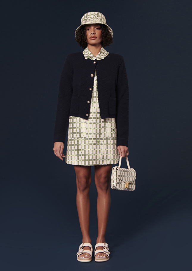 Robe Romarinécrue à motif graphique vert
