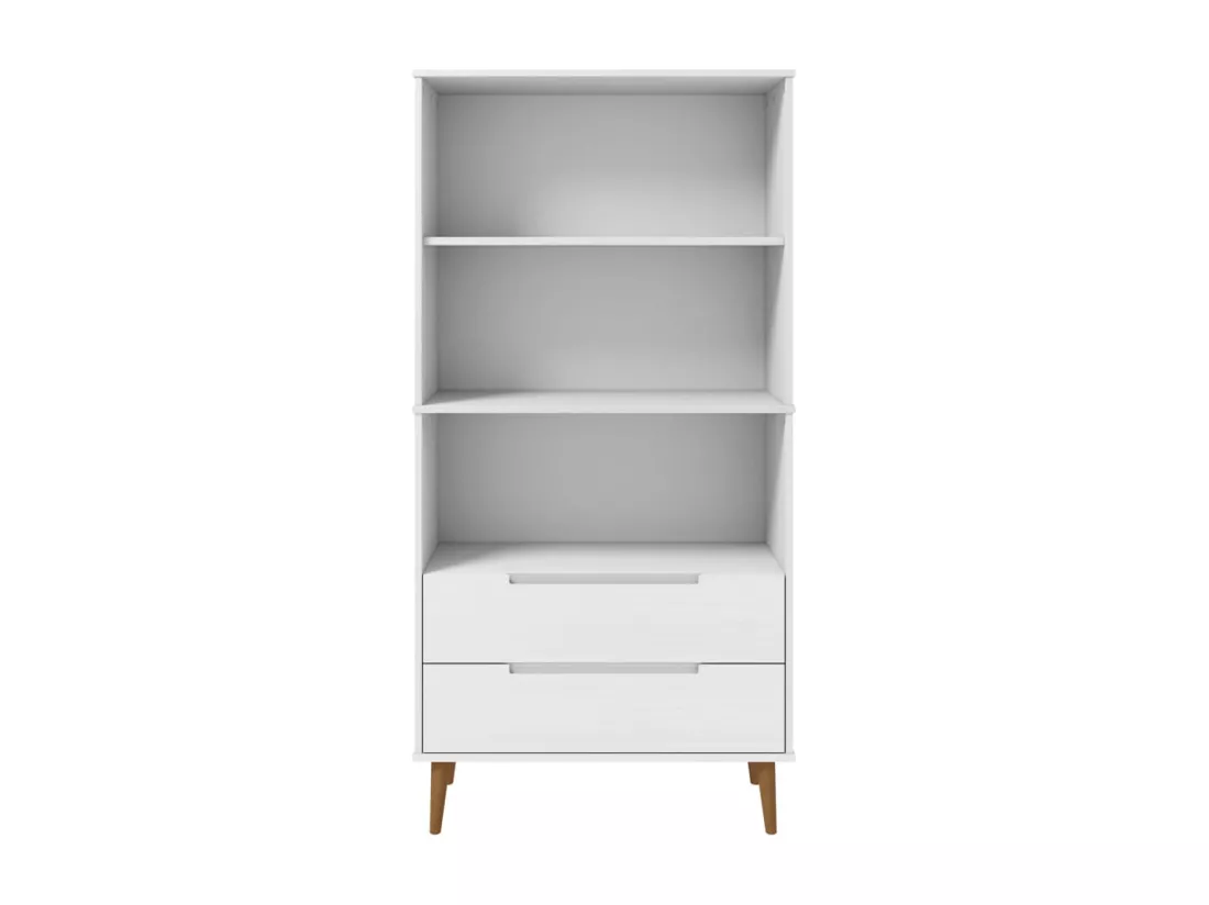 Bibliothèque MOLDE Blanc 85x35x170,5 cm Bois massif de pin