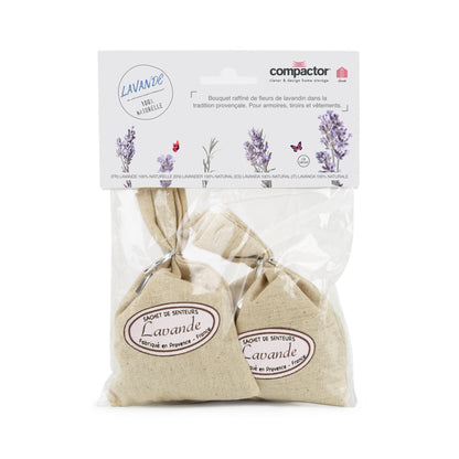 Lot de 2 sachets de fleurs de lavande pour le linge Provence beige