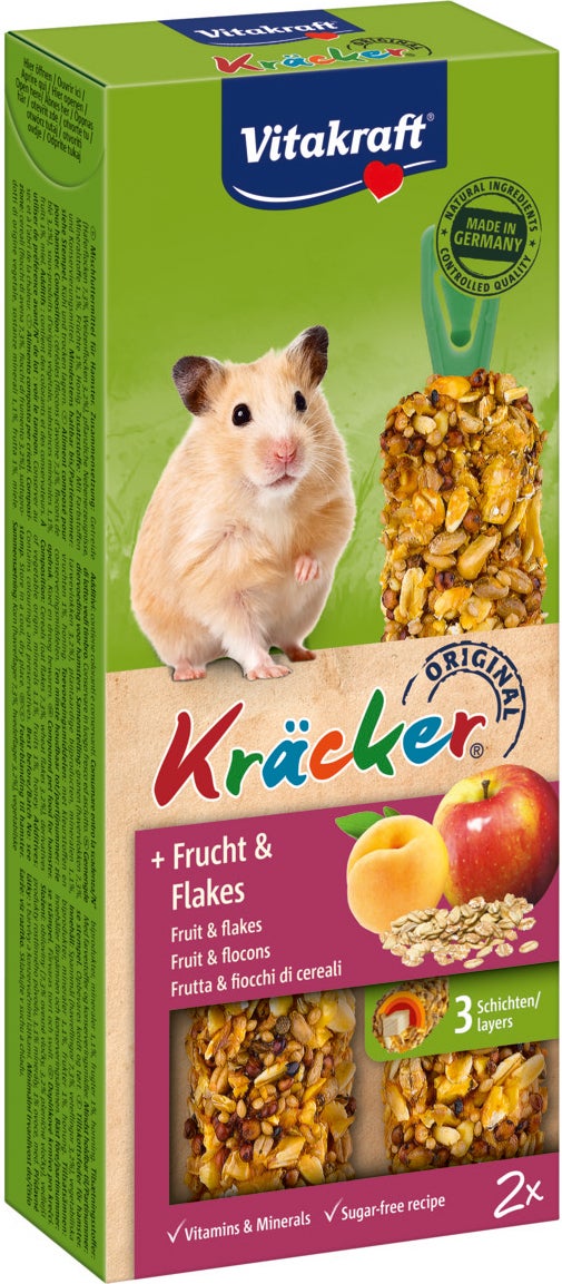 Vitakraft hamstersnack Kräcker fruit en flakes 2 stuks
