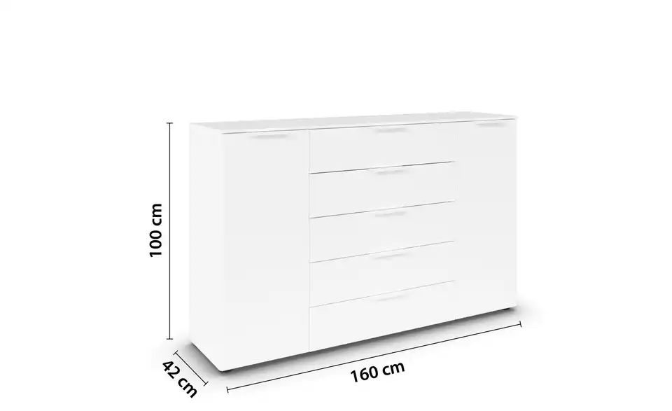 Sideboard Weiß Front: Dekor, Oberboden: Dekor 160 cm Weiß