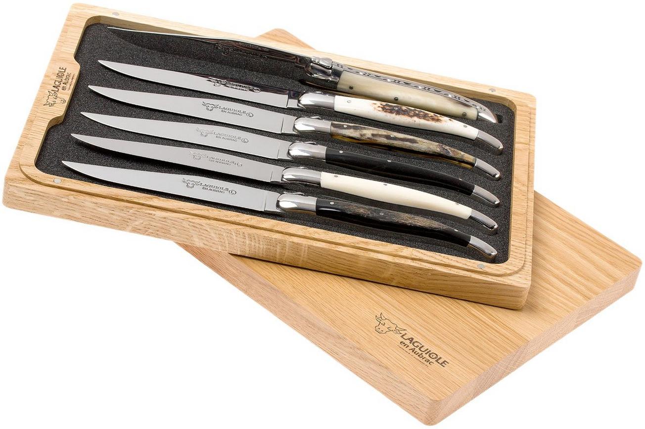 Laguiole en Aubrac steakmessenset 6-delig gemengd hoorn, 62C99CKI
