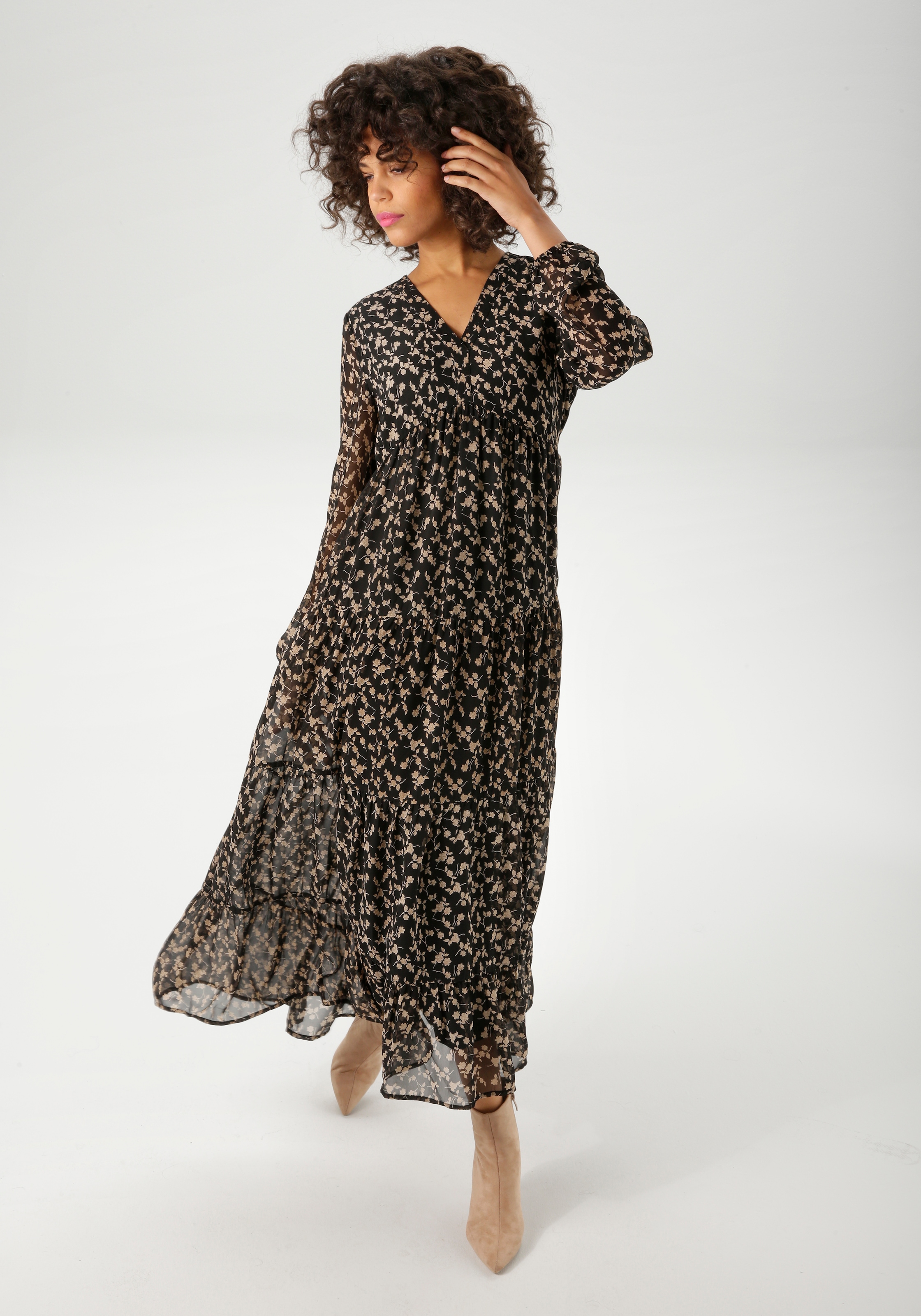 Aniston CASUAL Maxikleid mit verspieltem Blumendruck - NEUE KOLLEKTION
