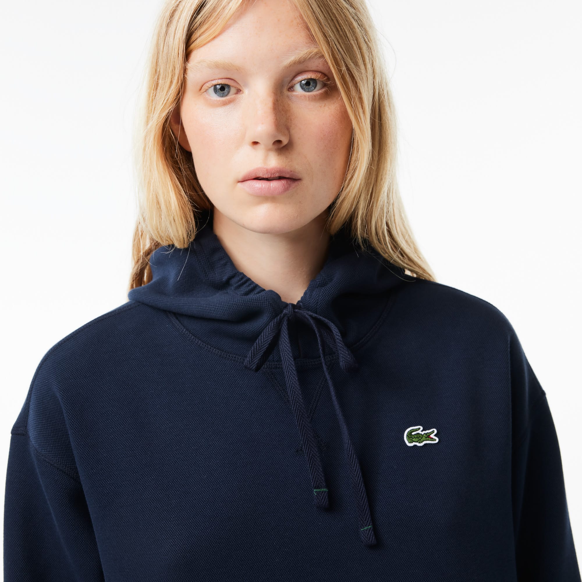 Robe sweatshirt à capuche en piqué double face Robes & Jupes - Bleu - Lacoste - Femme