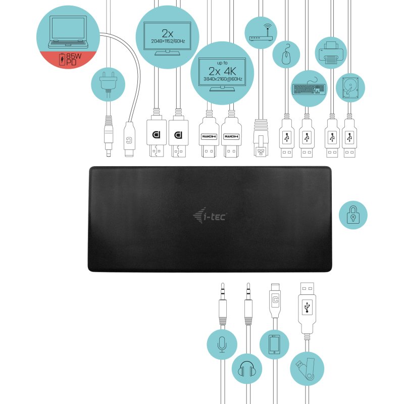 i-tec USB-C Quattro Display Docking Station with Power Delivery 85 W