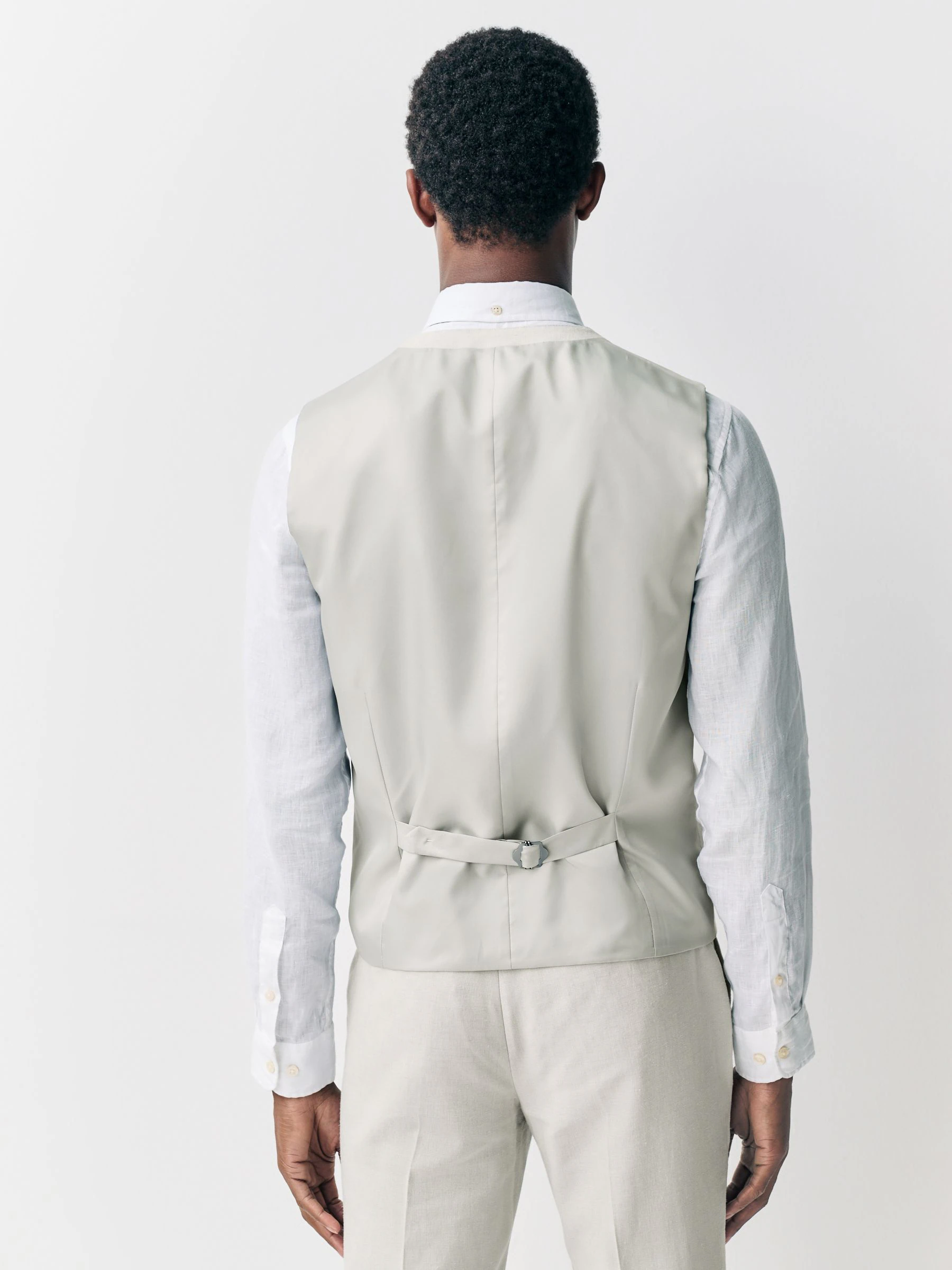 Ecru - Gilet van linnenmix met textuur