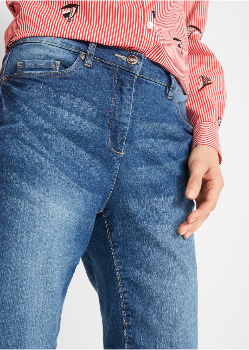 Bermuda en jean extensible à taille confortable