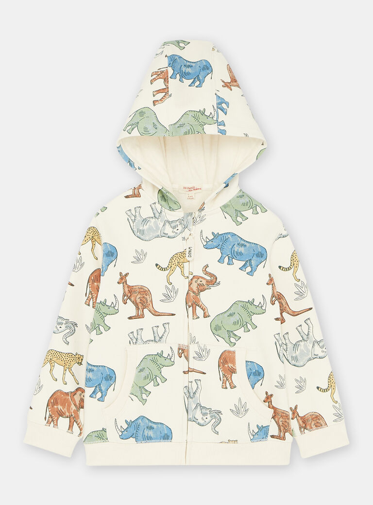 Gilet crème à imprimé animaux garçon