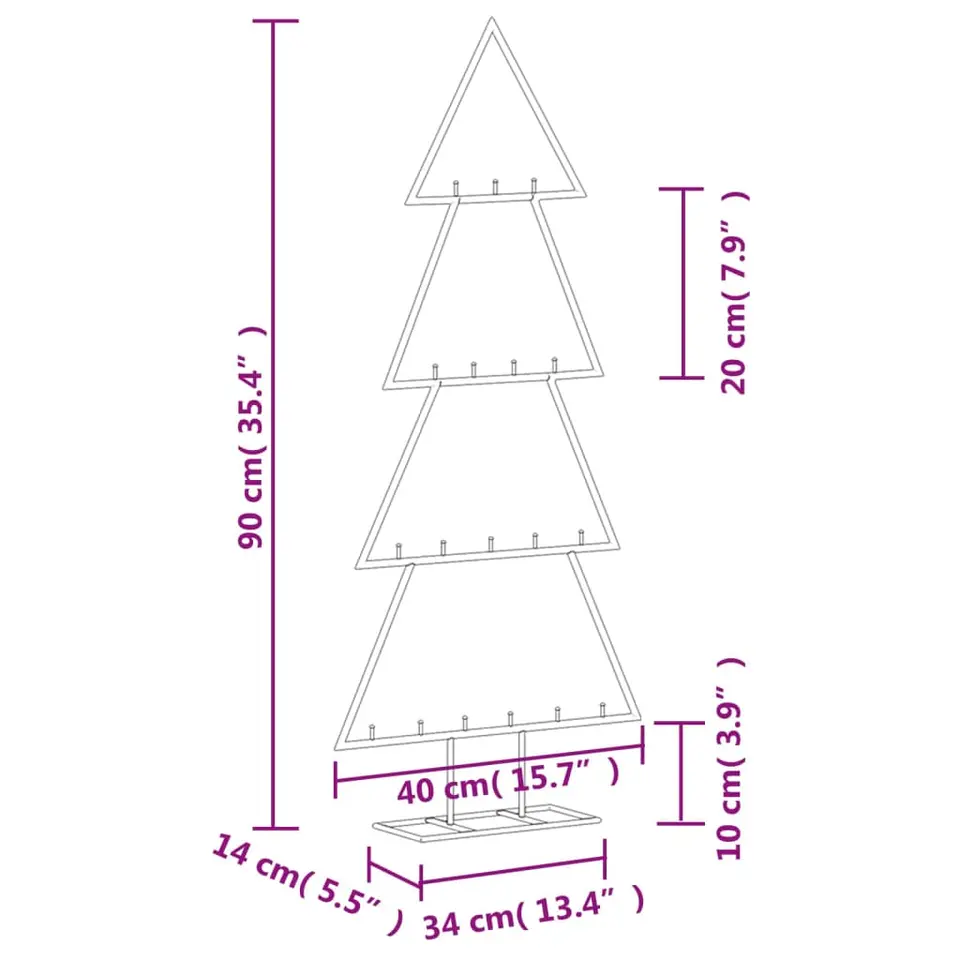 vidaXL - Metalen Kerstboom - Zwart - 90 cm