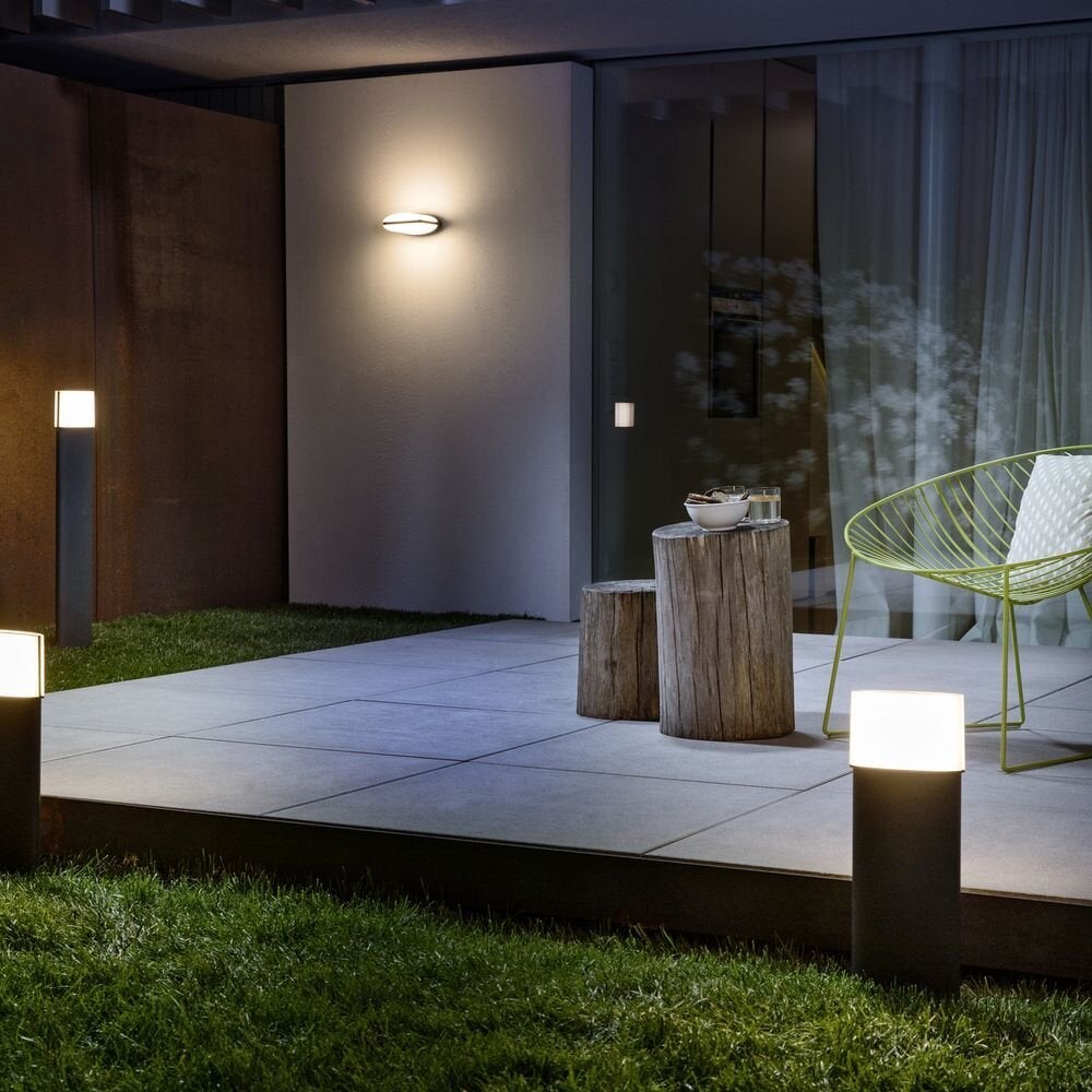 Endura LED-padverlichting in donkergrijs en wit, 12,5W, 890lm, IP44, 500mm