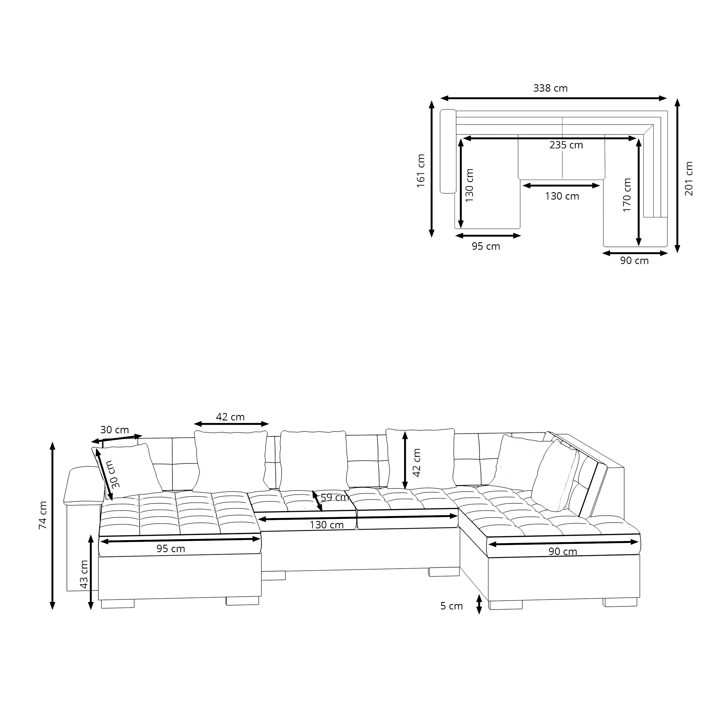 Ecksofa ARIA links taupe