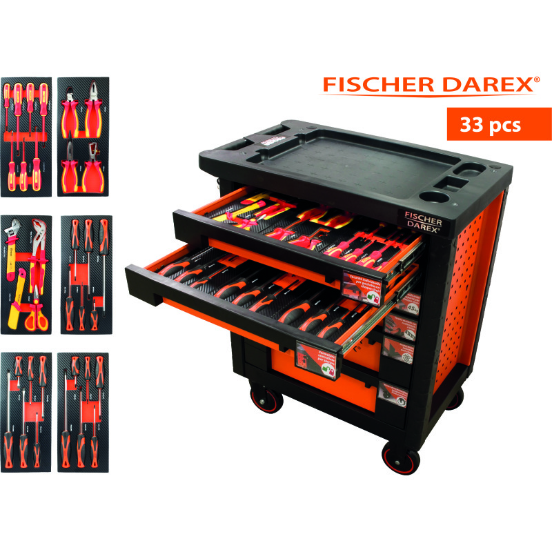 Servante équipée de 33 outils avec 6 modules