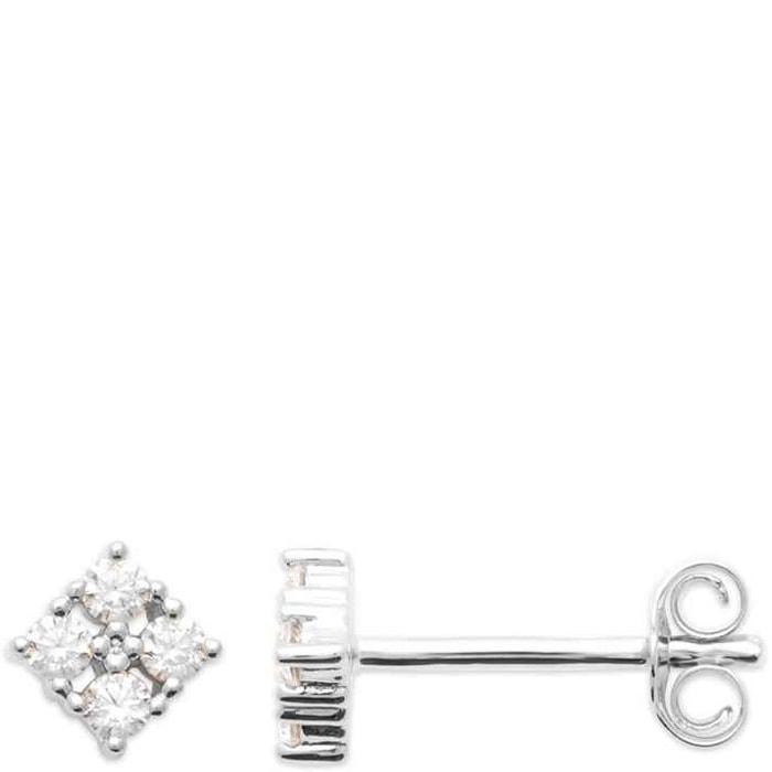 Boucles d'oreilles puces - Argent 925/1000 rhodié & oxyde de zirconium