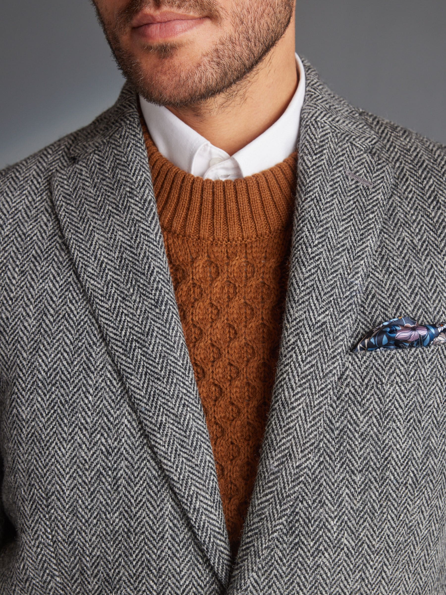 Grijs - Signature - Harris tweed Britse wollen blazer