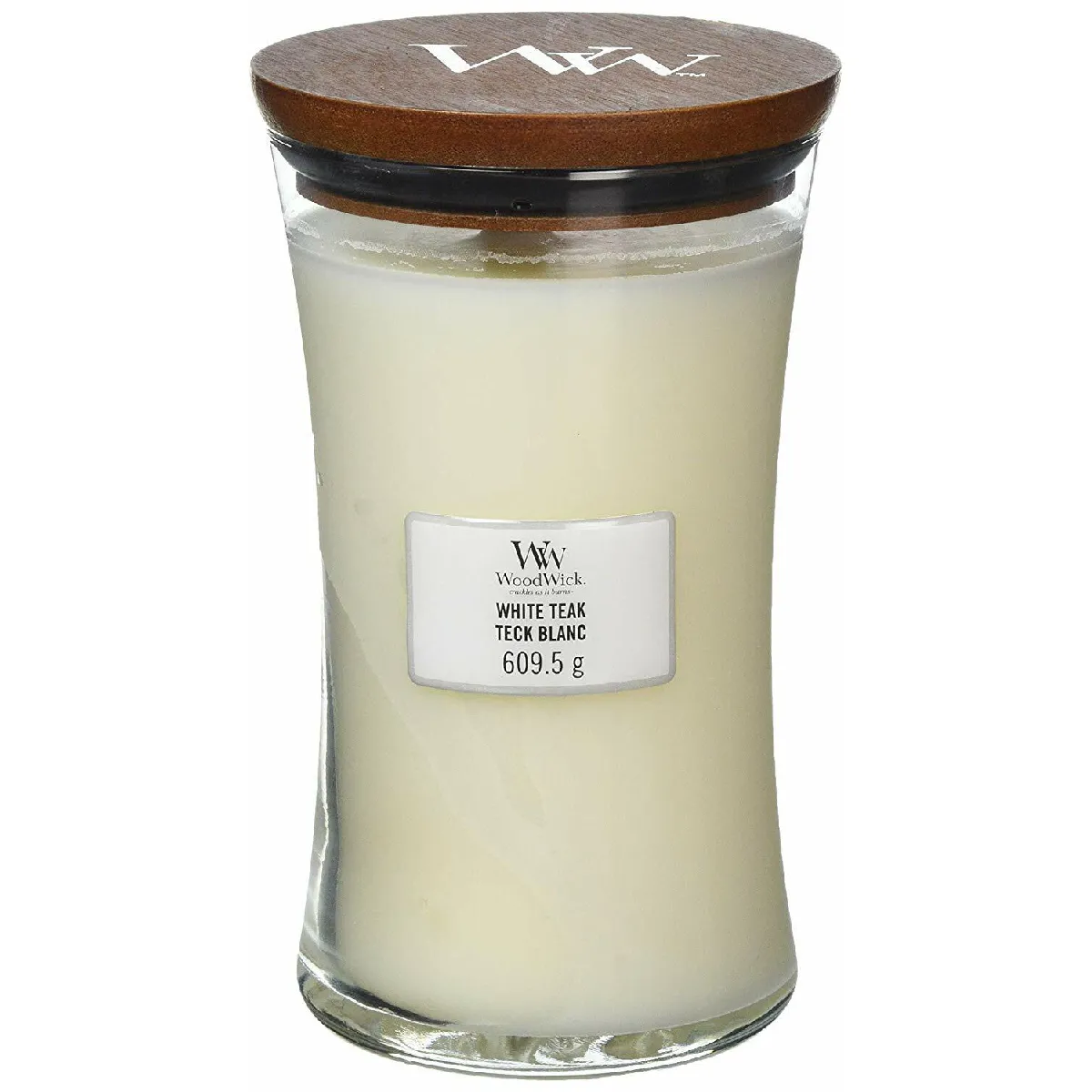 Woodwick Bougie Jarre White Teak