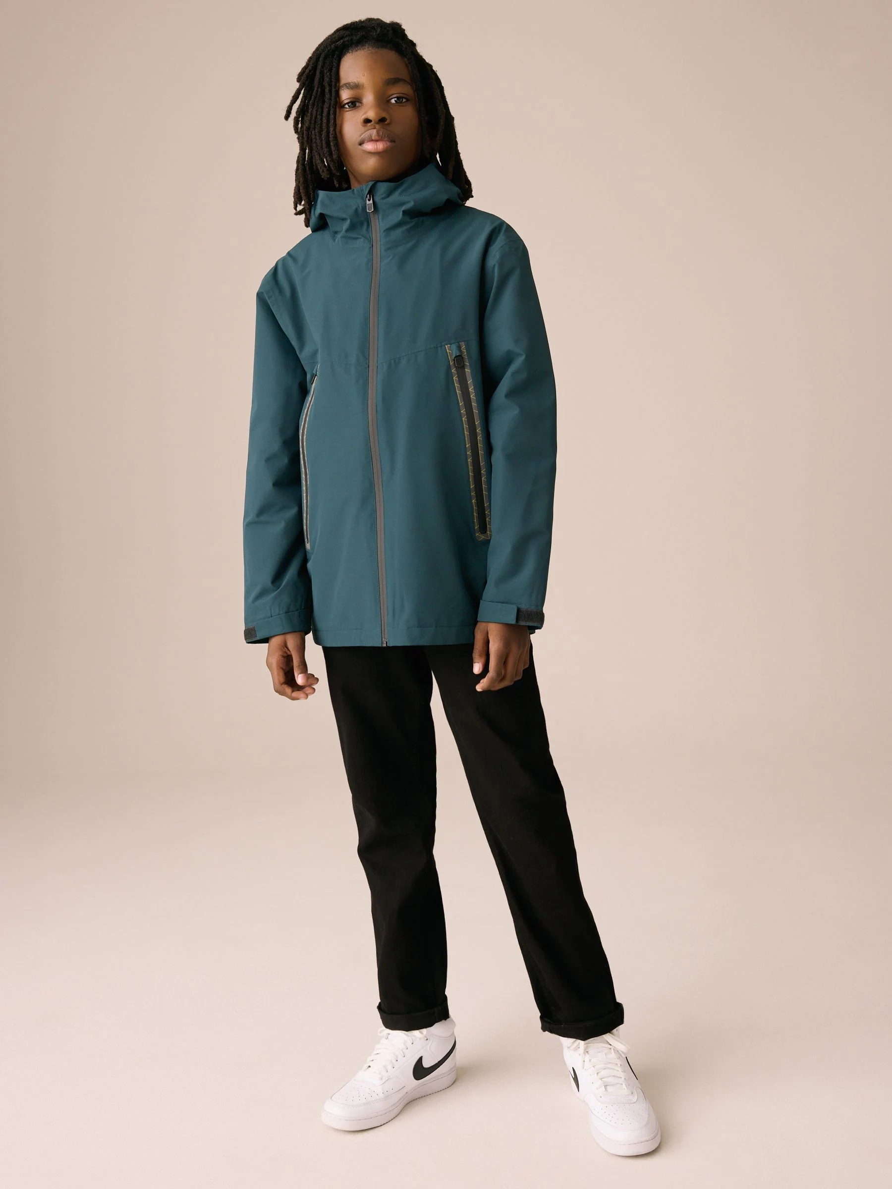 Groen - Waterdichte jas met fleece voering en capuchon (3-17jr)