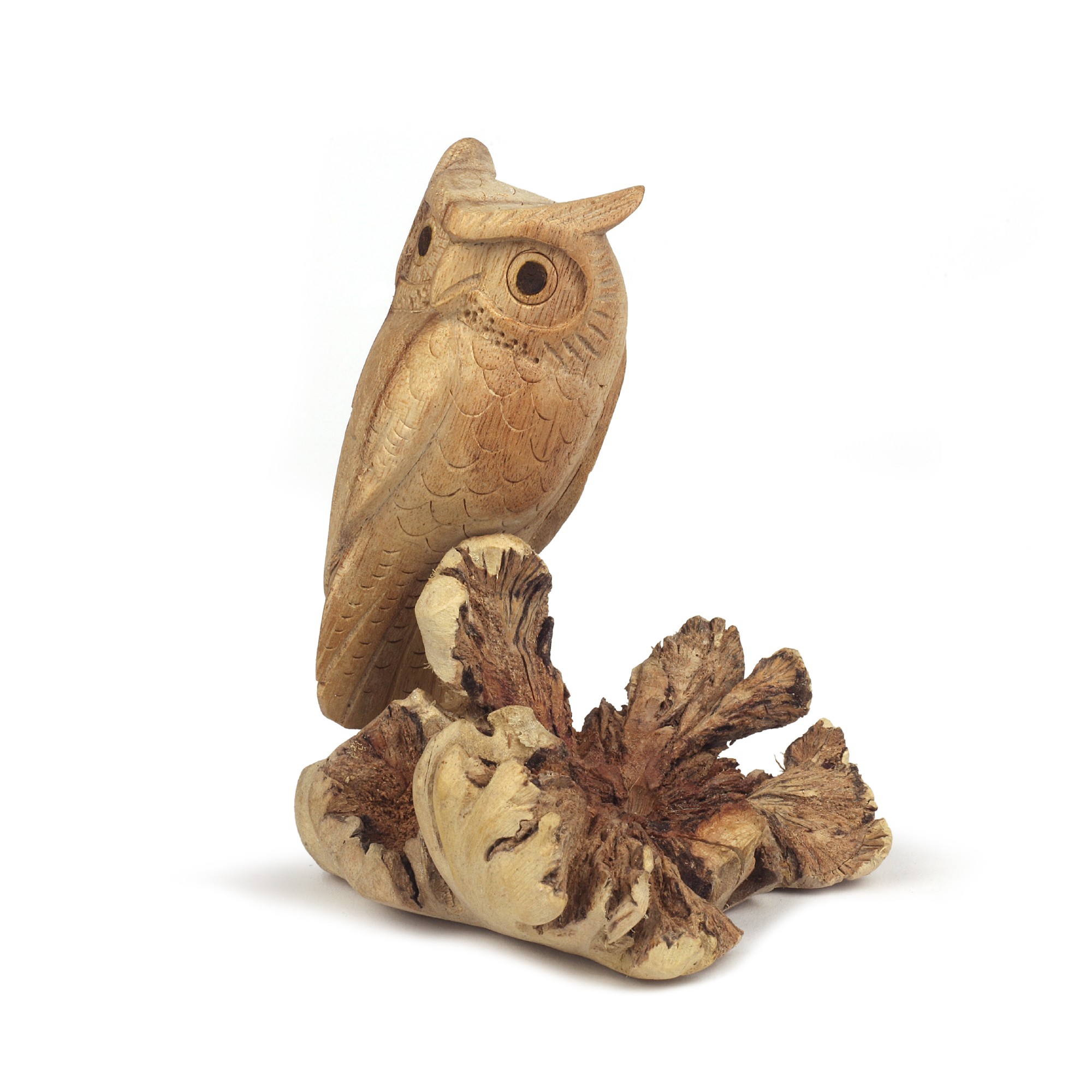 Figur 'Eule' aus Holz, H 13 cm, B 10 cm, T 9 cm von fischer's lagerhaus