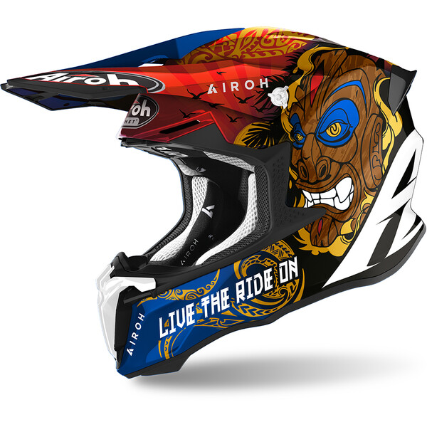 Airoh - Casque Twist 2.0 Tiki Or / Noir Brillant / Bleu / Rouge