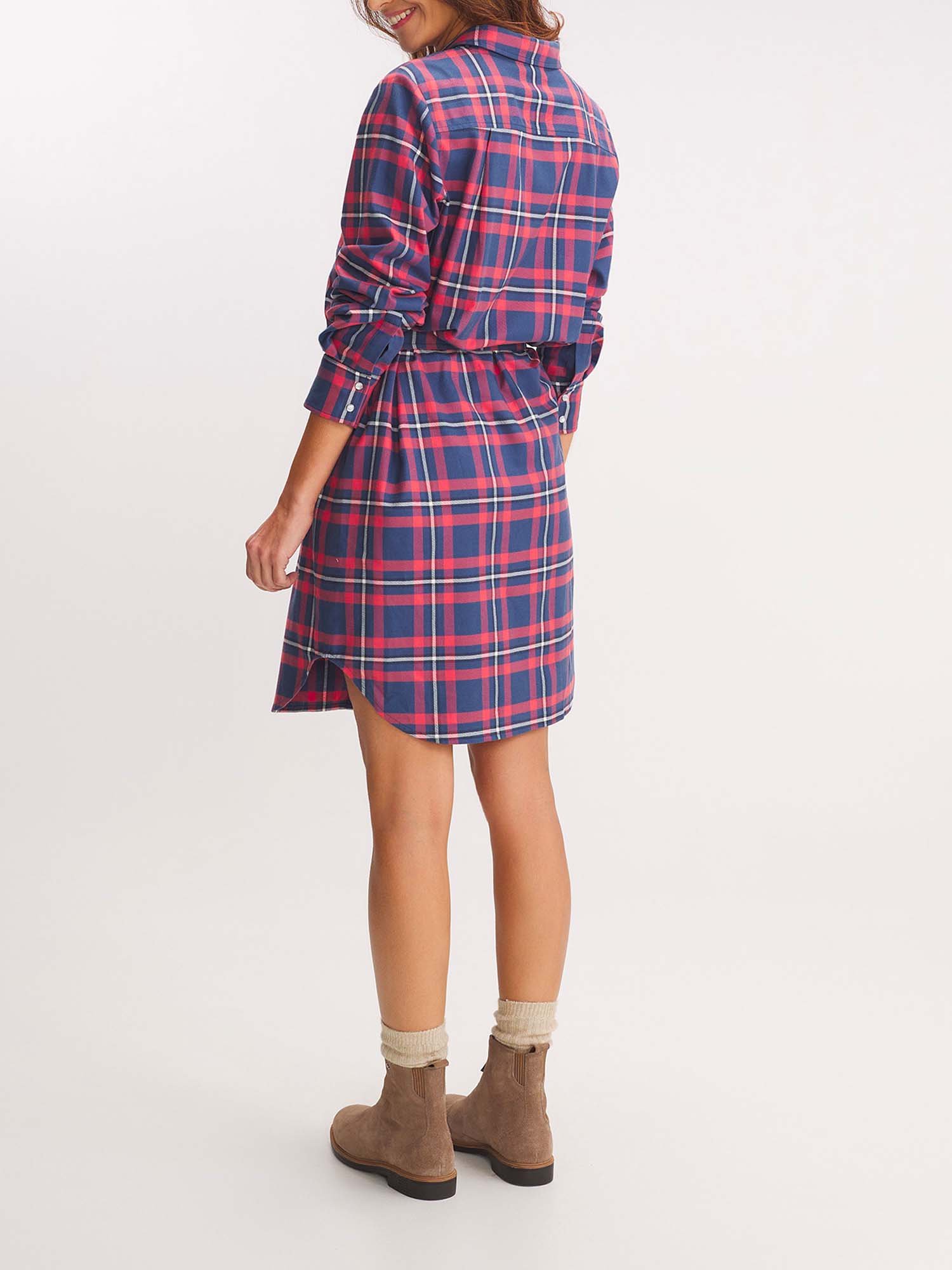 Robe Femme A Carreaux Rose et Marine