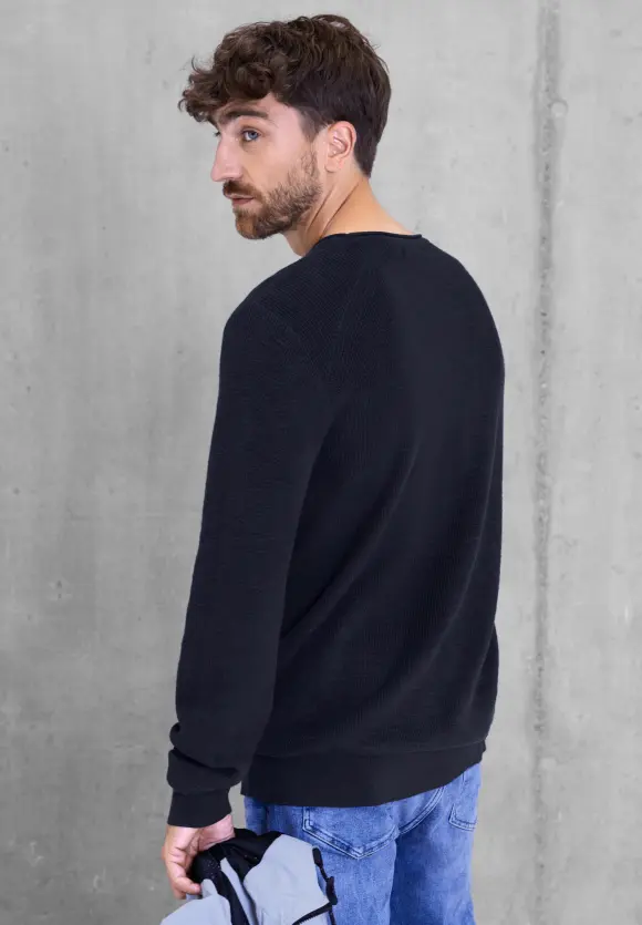 Strickpullover in Unifarbe - deep navy blue