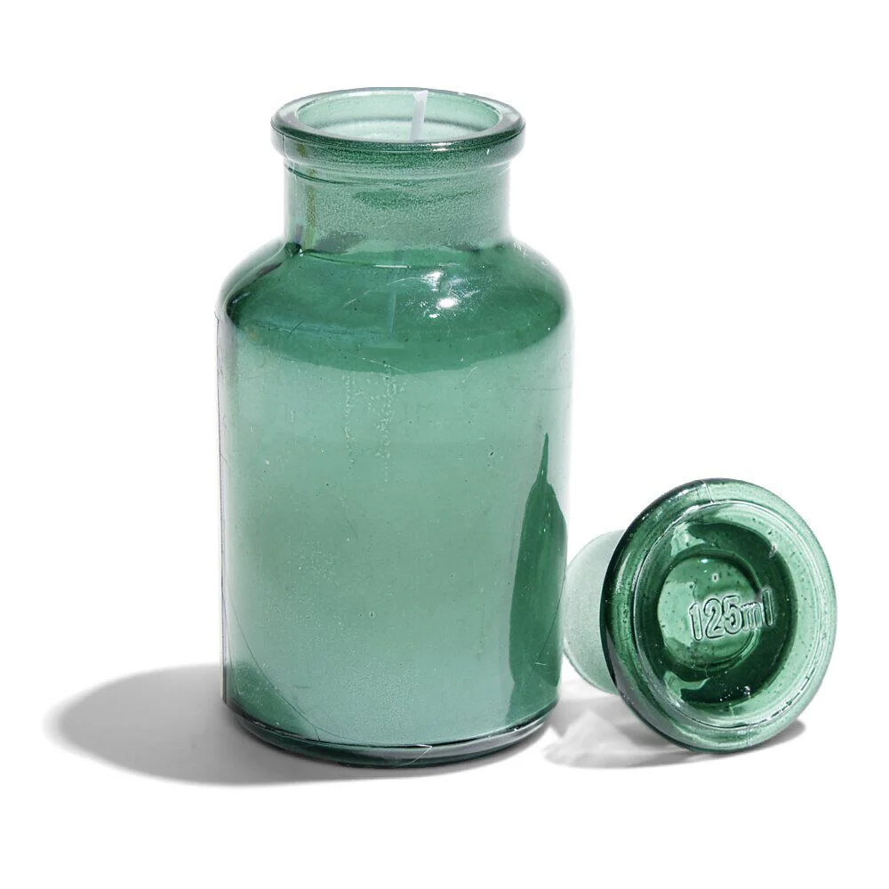 Bougie forme vase verre coloré Ø5,5xH11,5cm