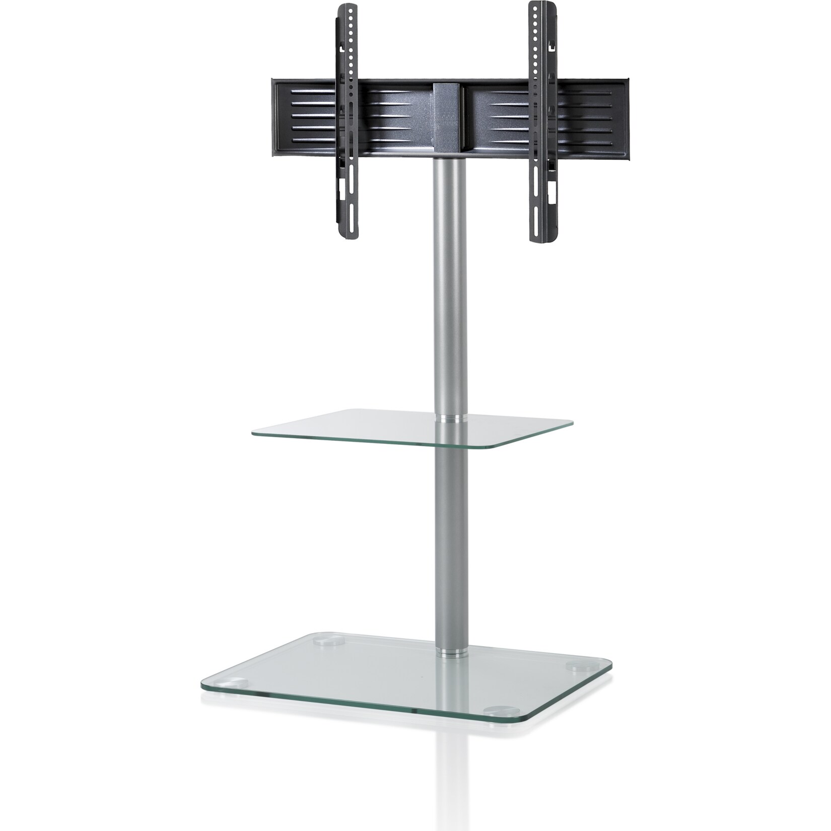 VCM Universal TV VESA Standfuß Ständer Fernseh Rack Alu Glas Ablage Alani Fachboden
