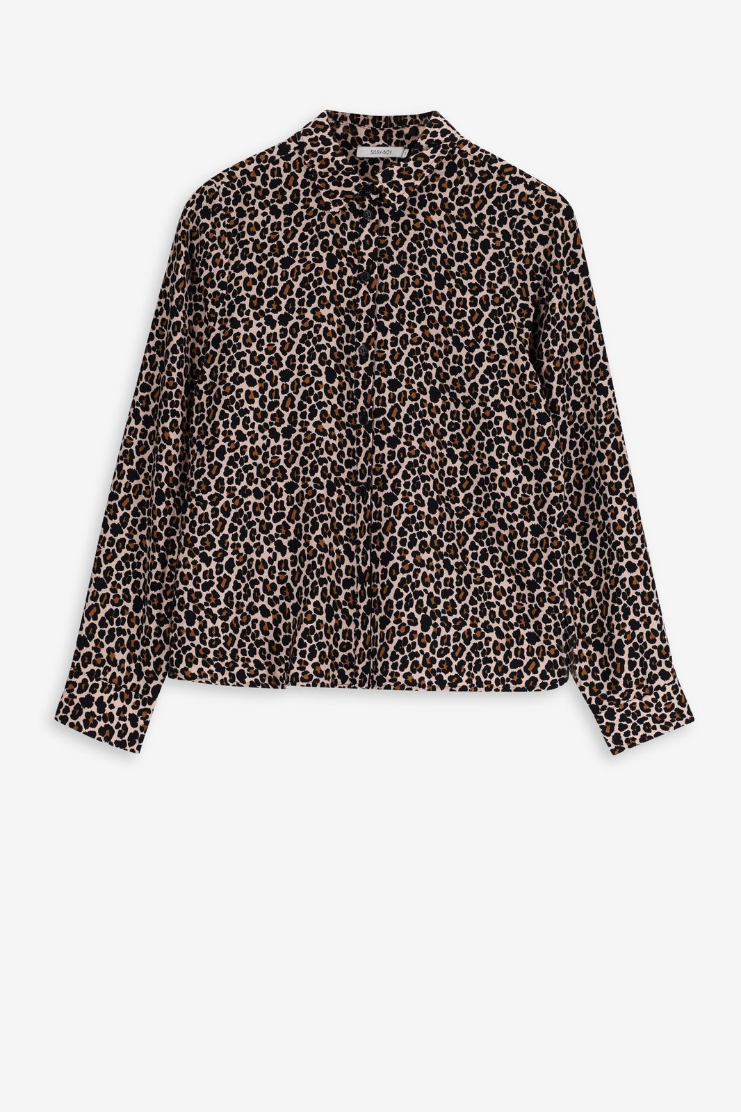 Bruine blouse met leopard print