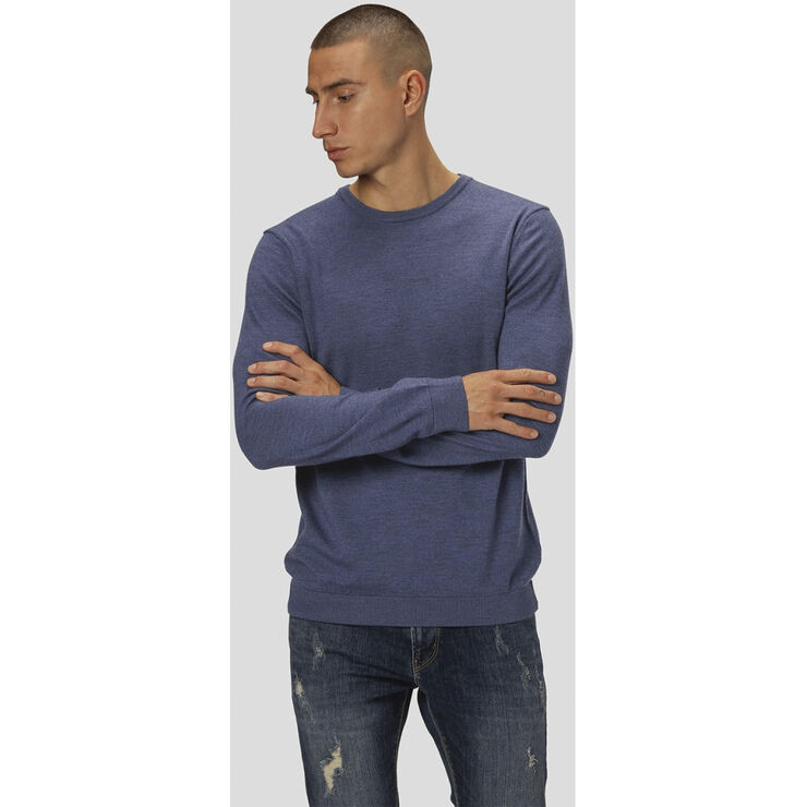 Clean Cut Copenhagen Merino Wool Crew Blue melangé