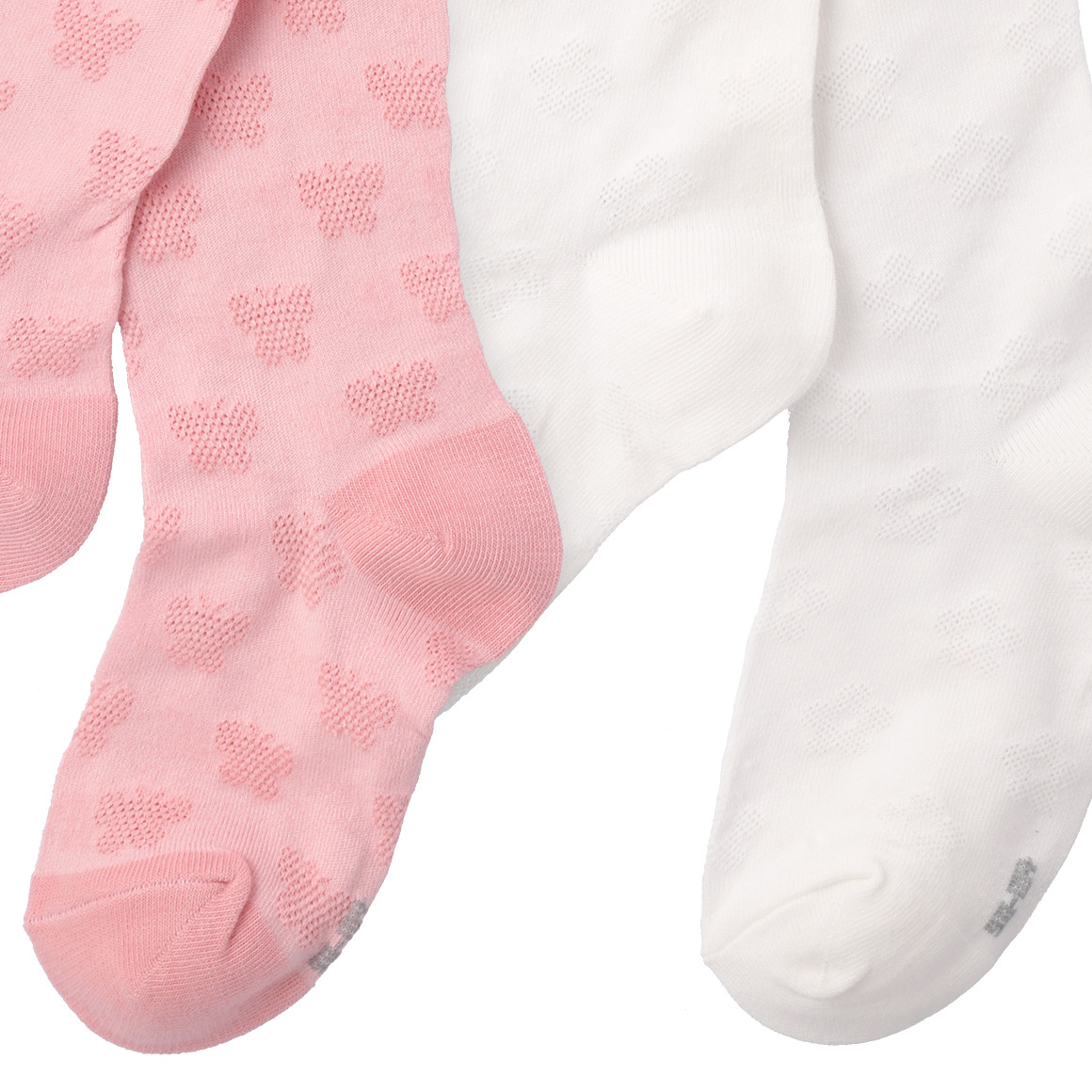 Topolino 2 Mädchen Strumpfhosen mit Ajour-Muster weiss / rosa