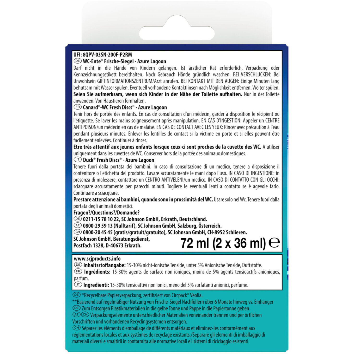 WC-Ente Frische Siegel AzureLago 2x36ml