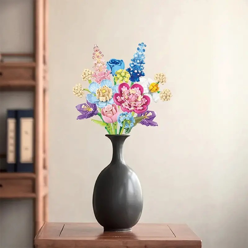 (865-tlg. Set) Klemmbausteine Home Deko Blumen Strauss Bausatz für Erwachsene - Blumenstrauss