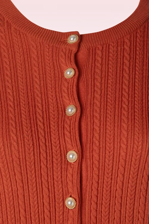 Vixen Chloe kabel gebreid vest in oranje