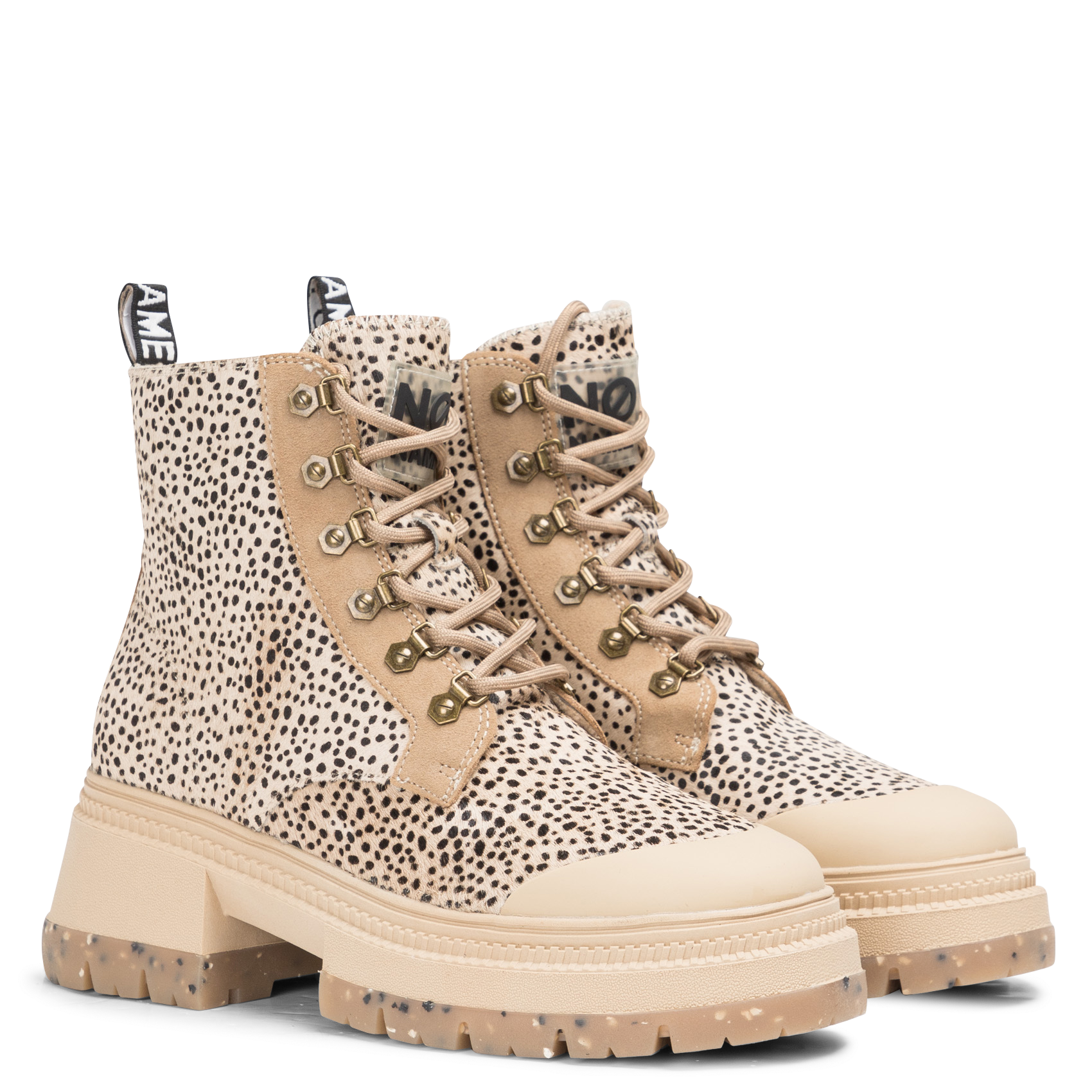 Bottines à lacets en cuir imprimé | Beige
