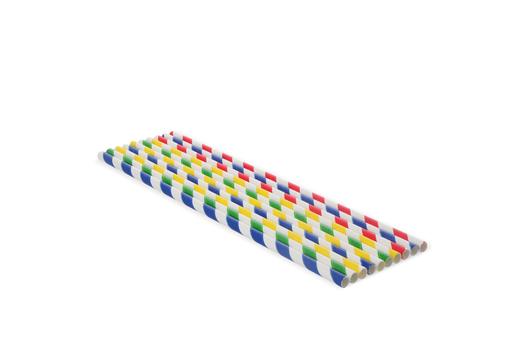 Papieren rietjes kleurenmix 230x6mm FSC®Mix BIO