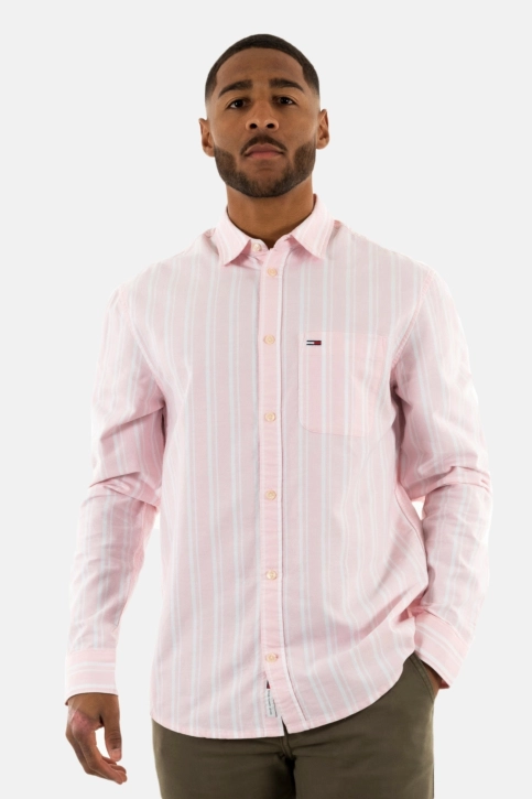 chemise tommy jeans reg oxford tha ballet pink stripe