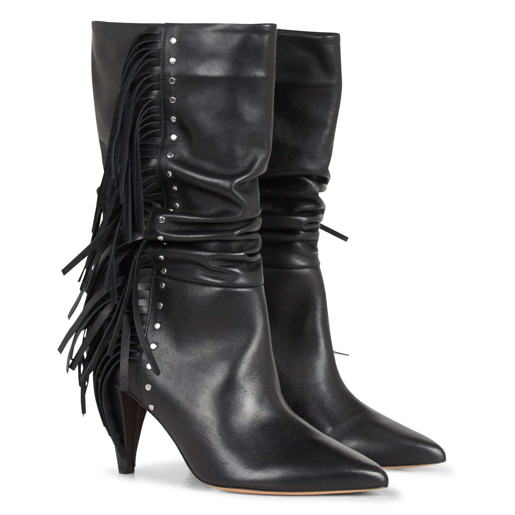 CRANK - Bottes en cuir à franges | Noir