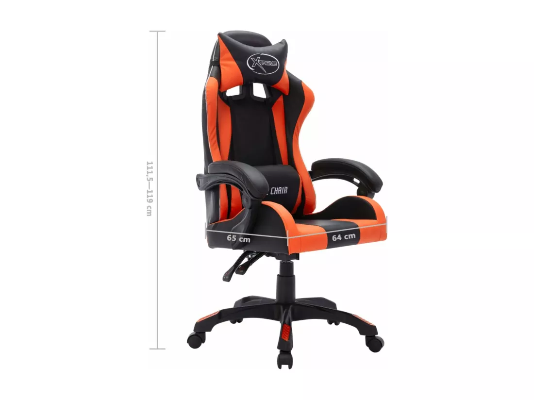 Fauteuil de jeux vidéo avec LED RVB Orange et noir Similicuir
