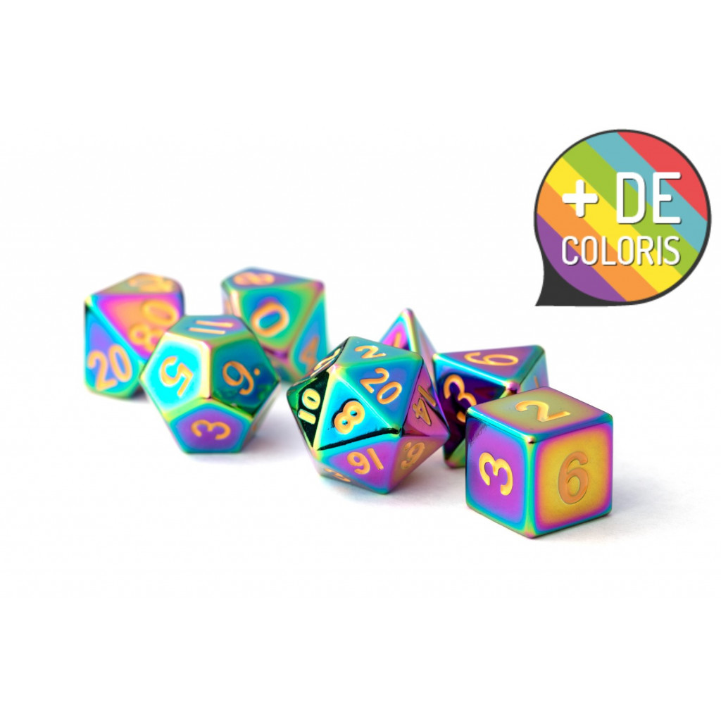 Set de 7 Dés JDR - Couleurs Métalliques