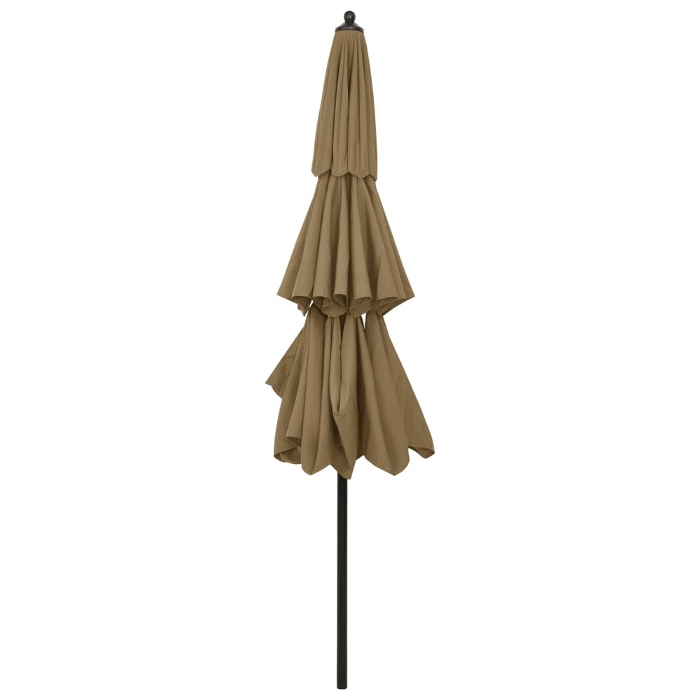 Parasol à 3 niveaux avec mât en aluminium 3 m taupe